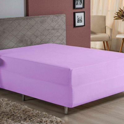 Lençol Com Elástico King Nobre 1 Peça Luva De Box 55cm De Altura Malha 100% Algodão - Lilás