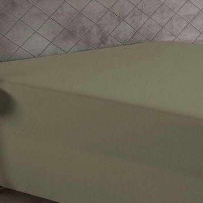Lençol Com Elástico Solteiro Nobre 1 Peça Luva De Box 55cm De Altura Malha 100% Algodão - Avelã