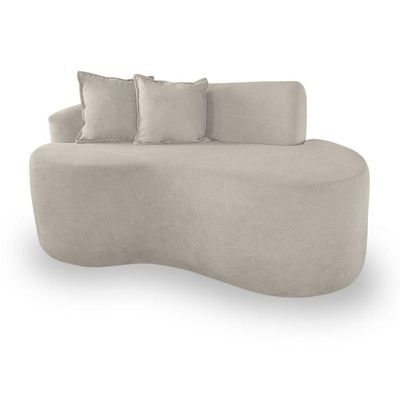 Sofá Design Robusto Elegante Curvo Bouclé Bege