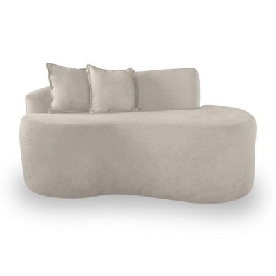 Sofá Design Robusto Elegante Curvo Bouclé Bege
