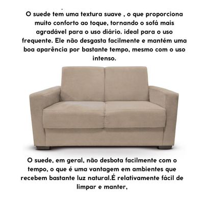 Sofá Estofado 2 Lugares Sala Estar Recepção Giovana Suede Bege