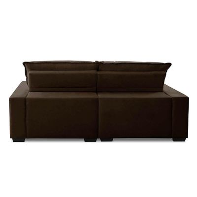 Sofa Retratil Reclinavel 2 Lugares 2,60m Atlantis Veludo Marrom Lansofbr