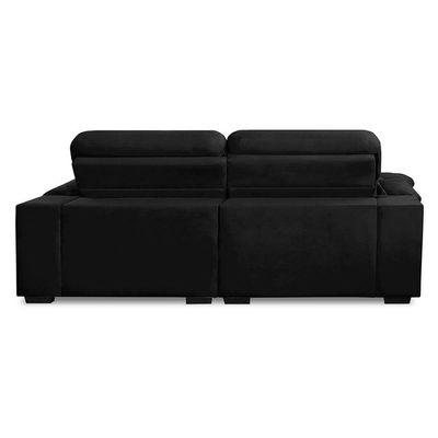 Sofa Retratil Reclinavel 2 Lugares 2,50m Crystal Veludo Preto Lansofbr