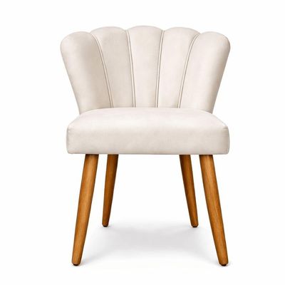 Poltrona Recepção Luxo Design Moderno Conforto Pétala Suede Bege