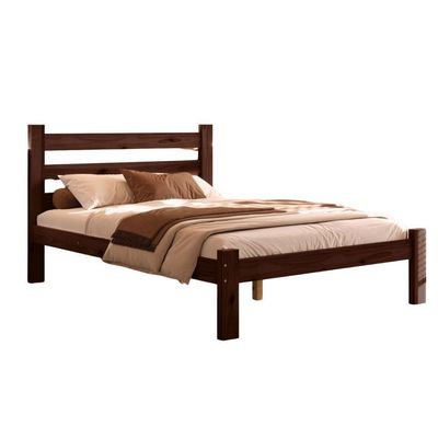 Cama De Casal Em Madeira Maciça Reforçada Castanho Castanho