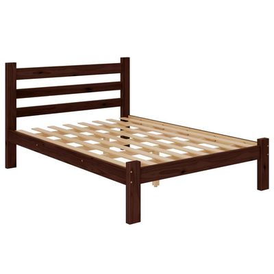 Cama De Casal Em Madeira Maciça Reforçada Castanho Castanho