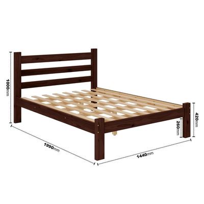 Cama De Casal Em Madeira Maciça Reforçada Castanho Castanho