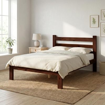 Cama De Casal Com Colchão Madeira Maciça Reforçada Castanho