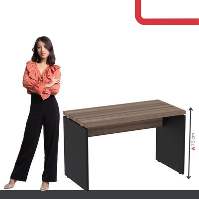 Mesa De Escritório 134cm Pe40 Walnut/preto