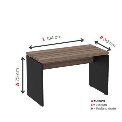 Mesa De Escritório 134cm Pe40 Walnut/preto