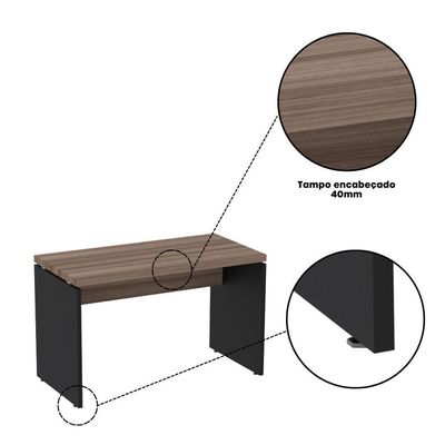 Mesa De Escritório 134cm Pe40 Walnut/preto