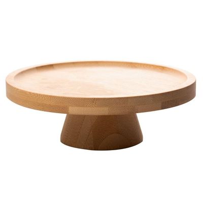 Boleira De Bambu Prato Porta Bolo Com Pé Suporte 18x7cm Lyor