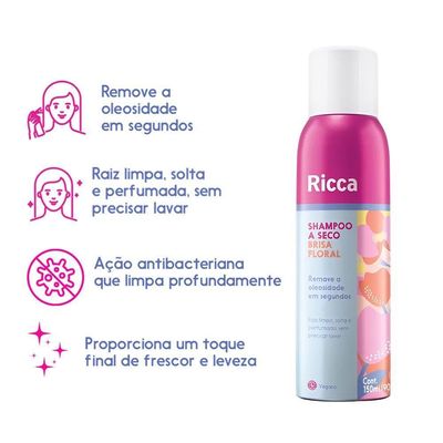 Kit 3 Shampoo A Seco Brisa Floral Remove Oleosidade Ricca 150ml
