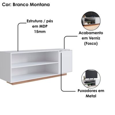 Rack Bancada Para Tv 55 Pol 135 Cm B56 Branco Montana Novam