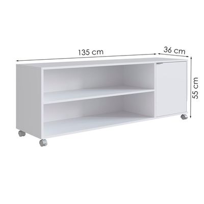 Rack Bancada Para Tv 55 Pol Rodizio Abs 135 Cm B57 Branco Novam