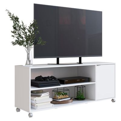Rack Bancada Para Tv 55 Pol Rodizio Abs 135 Cm B57 Branco Novam
