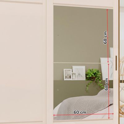 Guarda Roupa Casal 2 Portas Deslizantes Com Espelho 163 Cm B74 Briz Nature Off White