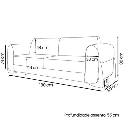 Sofa Jolie 2 Lugares 180cm Pes Boomerang Linho 212 Natural Ezz Natural