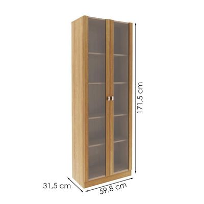 Armario Multiuso 2 Portas Vidro 171x60 Cm Am3112 Amendoa Tecno Mobili