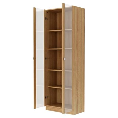 Armario Multiuso 2 Portas Vidro 171x60 Cm Am3112 Amendoa Tecno Mobili