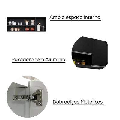 Armario Aereo 2 Portas Bp Maya 150 Cm Preto Eratto