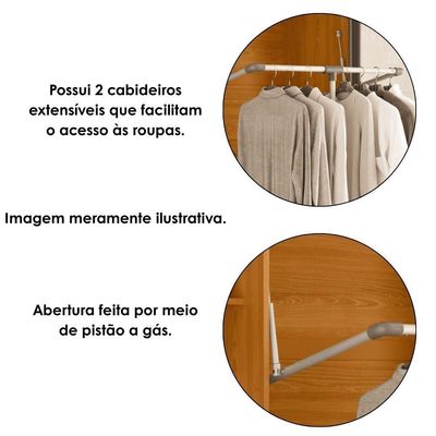 Guarda Roupa Casal Volpi 6 Portas Com Espelhos Mdf 278 Cm Cinamomo Off White Madetec
