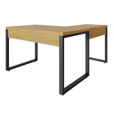 Mesa Em L Operacional 120x160x75cm Yon - Acácia Mel-est.preta Acácia Mel-est.preta