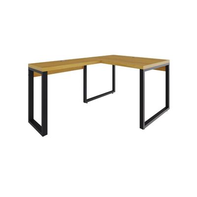 Mesa Em L Operacional 120x160x75cm Yon - Acácia Mel-est.preta Acácia Mel-est.preta
