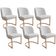 Kit 6 Cadeiras De Jantar Cléo Base Ouro Fosco Linho Bouclé Off White - Nexta Casa