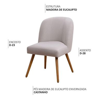 Kit 02 Cadeiras De Jantar Cléo Pés Palito Linho Cru - Nexta Casa