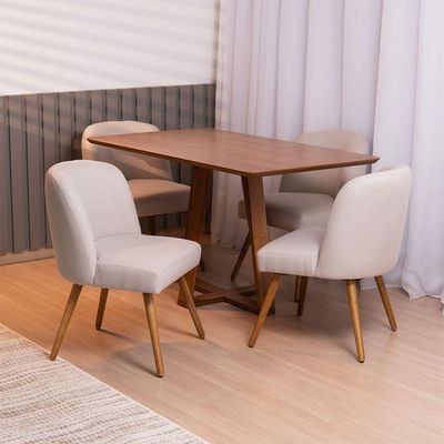 Kit 02 Cadeiras De Jantar Cléo Pés Palito Linho Cru - Nexta Casa