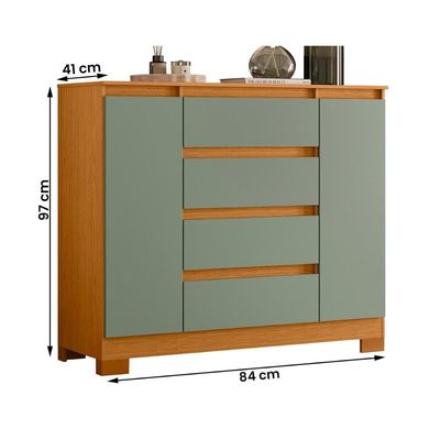 Comoda Sapateira Atena Com 4 Gavetas E 2 Portas Cinamomo-salvia