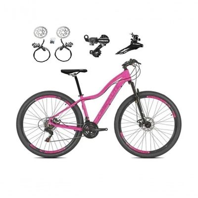 Bicicleta Aro 29 Absolute Hera Feminina 21v Alumínio Câmbios Shimano Freio Hidráulico Rosa 15
