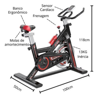 Bicicleta Spinning Com Roda De Inércia De 13kg Profissional