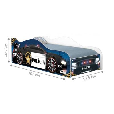 Cama Carro Polícia Kids Solteiro Com Colchão