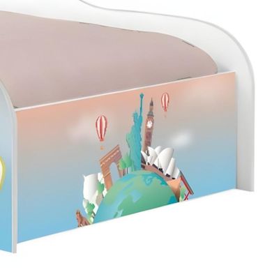 Cama Carro Fun Adesivada Volta Ao Mundo Solteiro