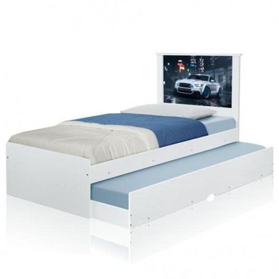 Cama Bibox Solteiro Carro Branco Potente Com Colchões