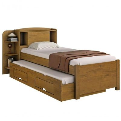 Cama Solteiro Com Cama Auxiliar - Milênio Plus-cinamomo - Móveis D'doro