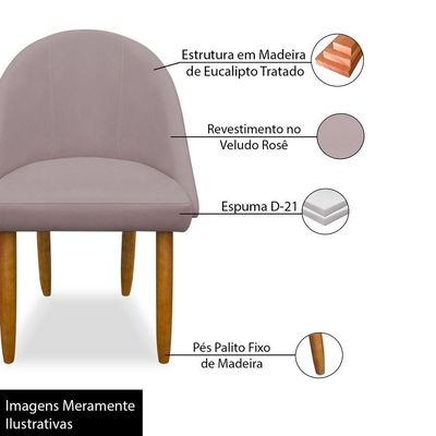 Cadeira Decorativa Estofada Para Sala Recepção Cozinha Lua Star Veludo Rosê Do Lar Móveis E Decoração