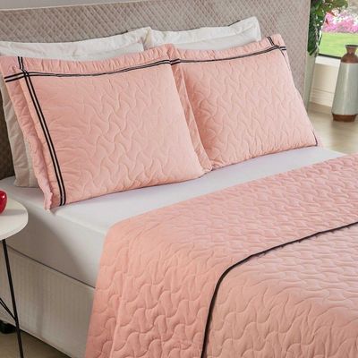 Cobre Leito Solteiro 2 Peças Bella Malha 100% Algodão - Rosa Decor