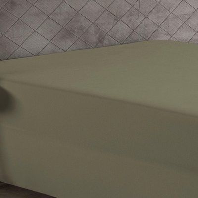 Lençol Com Elástico Queen Nobre 1 Peça Luva De Box 55cm De Altura Malha 100% Algodão - Avelã