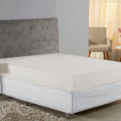 Lençol Com Elástico Casal Nobre Viúva 1 Peça 30cm De Altura Malha 100% Algodão - Palha