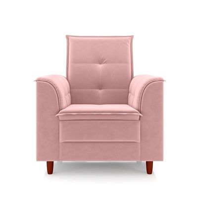 Poltrona Para Sala Confortável Decorativa Isa Veludo rosa