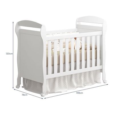 Kit Gêmeos Berço Mini Cama Danny Branco Brilho Com Colchões Supreme - Reller Móveis Branco Brilho