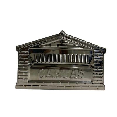 Caixa De Correios Tijolinho Frente E Tampa Traseira Inox Pequena 12x25x12cm Cromado