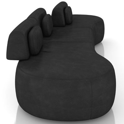 Sofá 4 Lugares 366cm Orgânico Mellanie Sintético Preto Z32 - Mpozenato