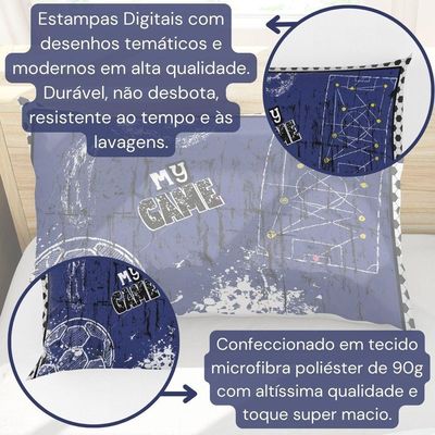 Porta Travesseiro Fronha Avulsa Estampada Futebol Game 70cm X 50cm - Digital Juvenil Infantil Moderno Decorativo Esporte
