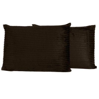 Par De Fronhas Em Manta Canelada 70cm X 50cm - Porta Travesseiro Mantinha Microfibra Para Inverno Cor Tabaco
