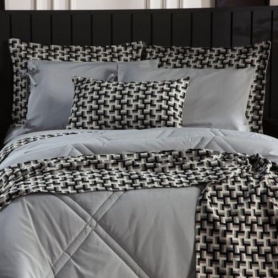 Kit De Peseira Estampada áquila C/ Almofada 04 Peças - Tecido Jacquard Cor Cinza