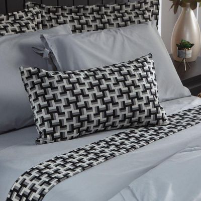 Kit De Peseira Estampada áquila C/ Almofada 04 Peças - Tecido Jacquard Cor Cinza